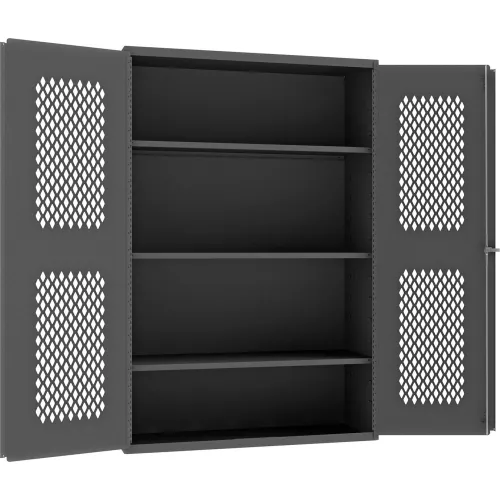 HD Cabinet, Expanded Metal Mesh Door, 14 Gauge, 48"W x 24"D x 72"H, All-Welded, Gray